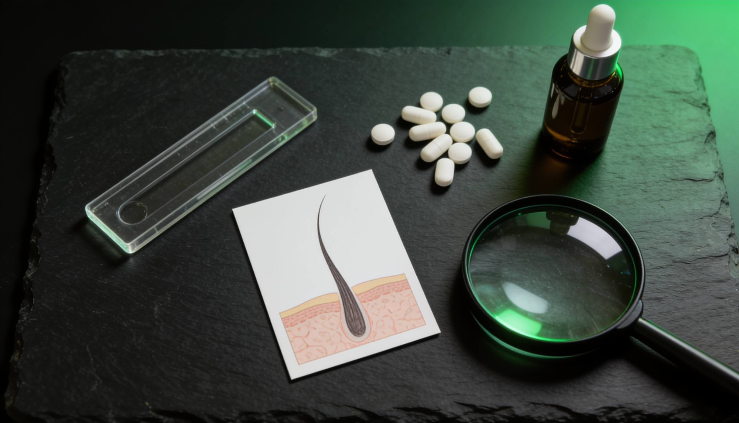 Hair science treatments flat lay